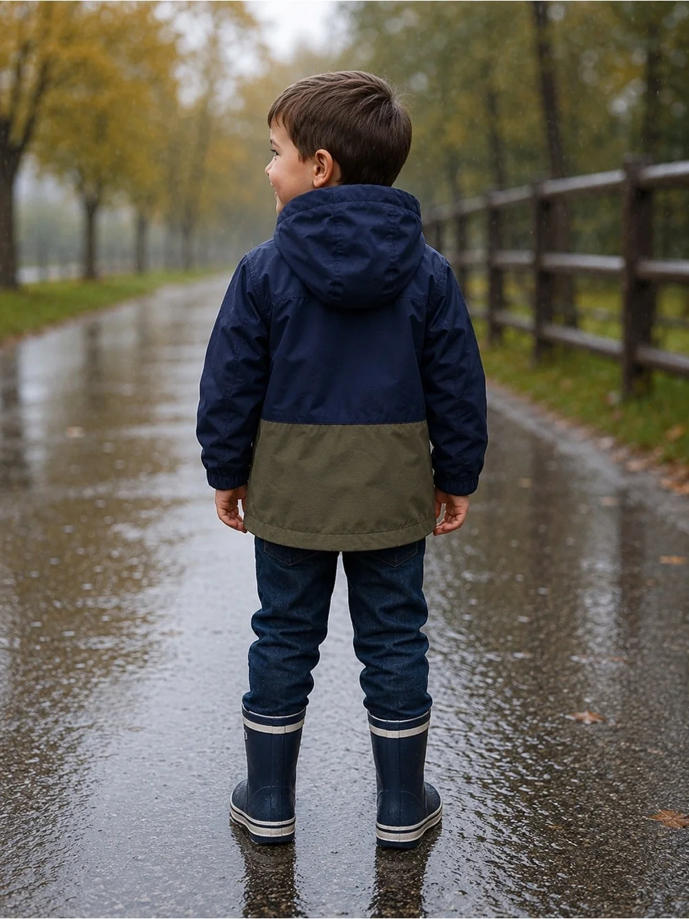 ☔️TOMMY BAHAMA Navy Kids' Hooded Weatherproof Rain Jacket - 4T (4 years old)